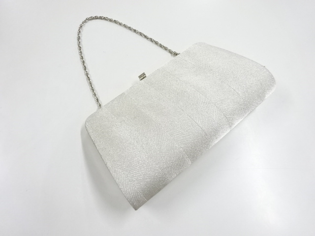 リサイクル　銀糸線描き模様織り出し和装バッグ